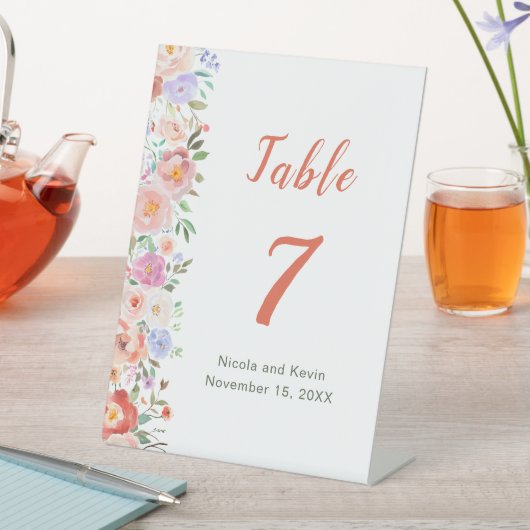 Lente Bloemen Trouwtafel Nummer Reclamebord Met Voetstuk (Insitu)