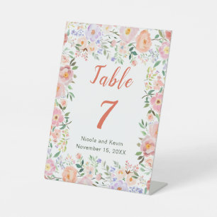 Lente Bloemen Trouwtafel Nummer Reclamebord Met Voetstuk