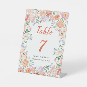 Lente Bloemen Trouwtafel Nummer Reclamebord Met Voetstuk