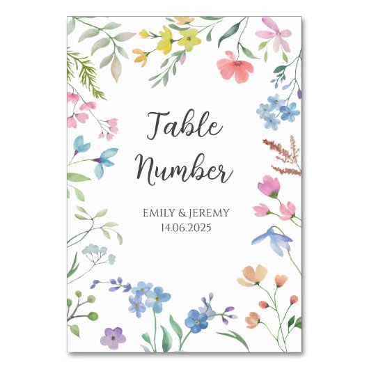 Lente Bloemen Trouwtafel Nummers Kaart (Voorkant)