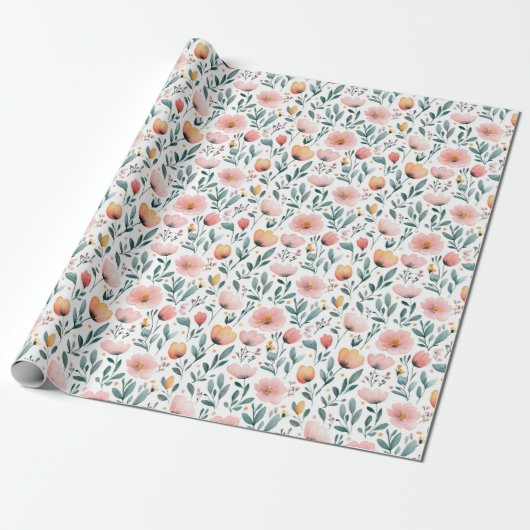 Lente Bloemen Tuin Cadeaupapier (Uitgerold)
