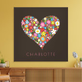 Lente Bloemen Tuin Liefde Hart Kwekerij Muur Kunst Canvas Afdruk (Insitu (Woonkamer))