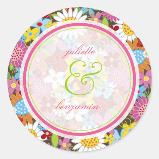 Lente Bloemen Tuin Whimsical Huwelijk Sticker (Voorkant)