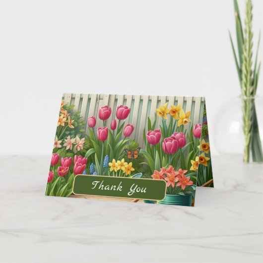 Lente Bloemen Tulp Narcissen Bedankkaart (Voorkant)
