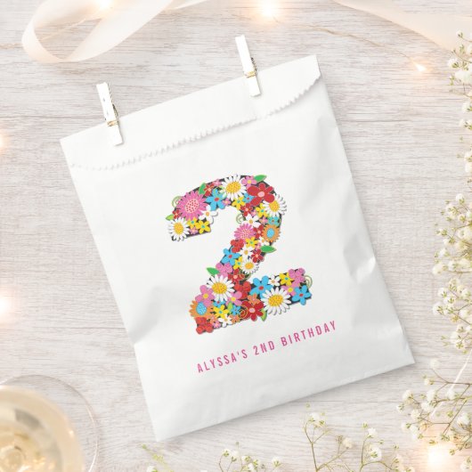 Lente Bloemen Twee 2e Verjaardag Party Favor Bag Bedankzakje (Geknipt)