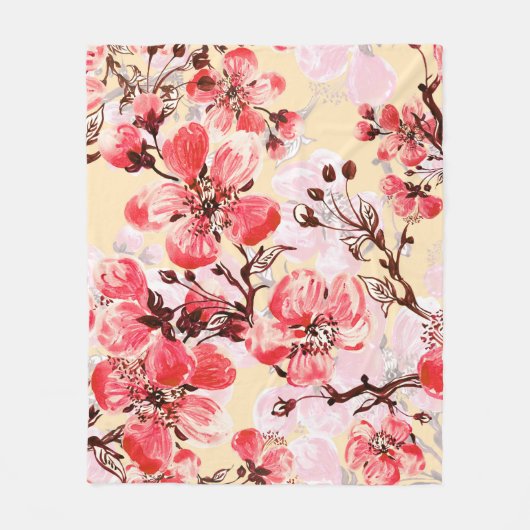 Lente bloemen U patroon Fleece Deken (Voorkant)