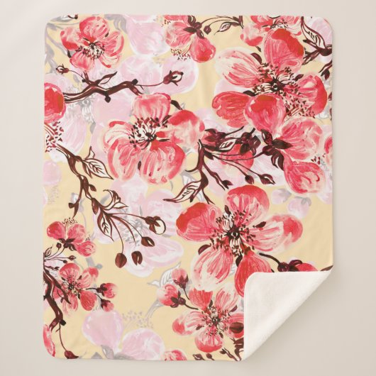 Lente bloemen U patroon Sherpa Deken (Voorkant)