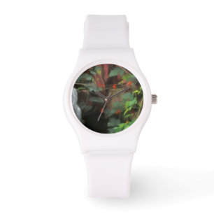 Lente bloemen versieren een oude tractor. horloge