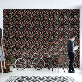Lente Bloemen Vliegen Zwart Behang