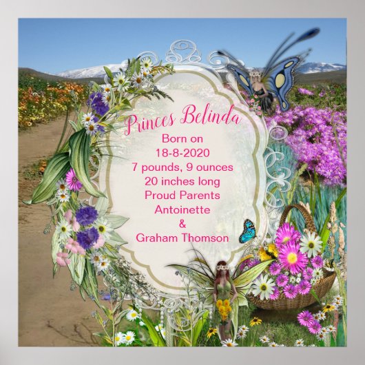 Lente Bloemen & Vlinder Feeën Poster (Voorkant)
