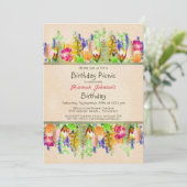 Lente bloemen vogeldag Picnic Party Kaart (Staand voorkant)