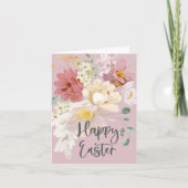  lente Bloemen Waterverf Happy Easter Kaart (Voorkant)