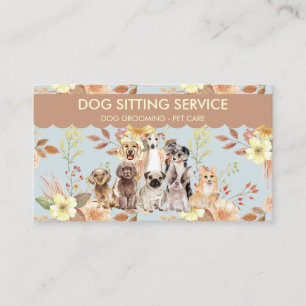 Lente Bloemen Waterverf Honden Visitekaartje