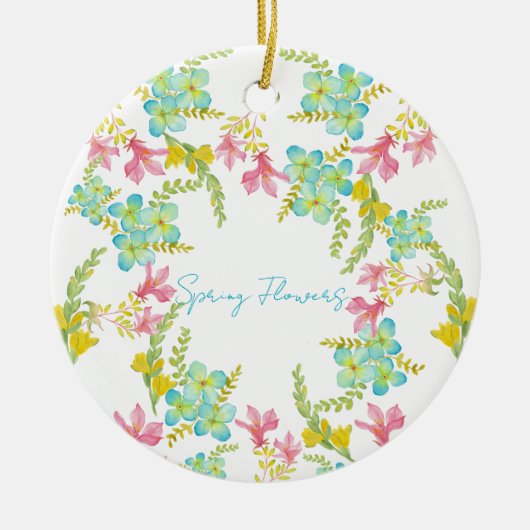Lente bloemen waterverf  keramisch ornament (Voorkant)