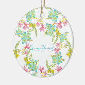 Lente bloemen waterverf  keramisch ornament (Links)
