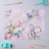 Lente Bloemen Waterverf Rozen Bird Pink Garden Tissuepapier (Craft)