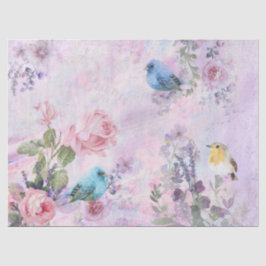 Lente Bloemen Waterverf Rozen Bird Pink Garden Tissuepapier