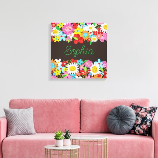 Lente Bloemen Whimsical Tuin Kunst Canvas Print (Insitu (Woonkamer))