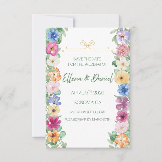 Lente bloemen wilde bloem save-the-date save the date (Voorkant)