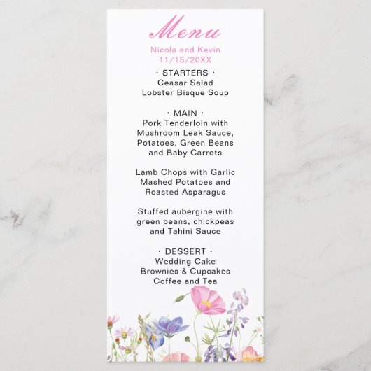 Lente bloemen wildflower menu (Voorkant)