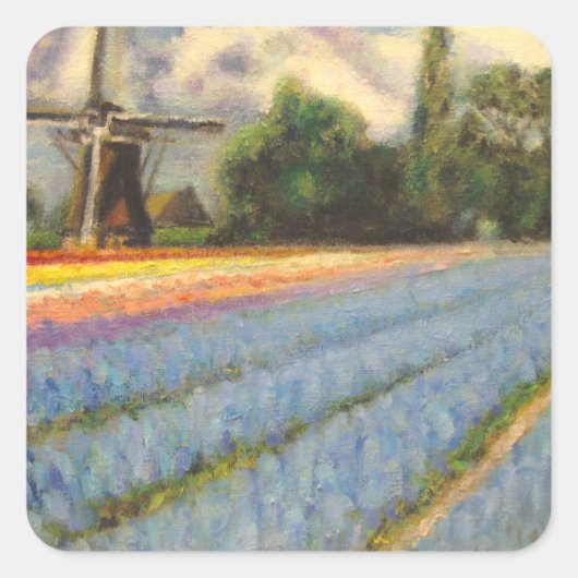 Lente Bloemen Windmolen Vierkante Sticker (Voorkant)