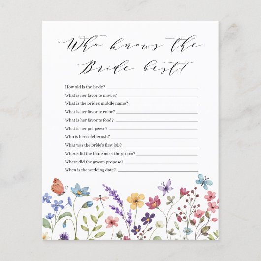 Lente Bloemen Zomer Wie De Bruid Beste Spel kent (Voorkant)