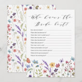 Lente Bloemen Zomer Wie Kent de Bruid het Best Spe Kaart (Voorkant / Achterkant)