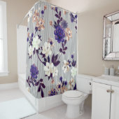 Lente bloemen zwart silhouet patroon douchegordijn (In situ)