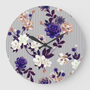 Lente bloemen zwart silhouet patroon grote klok