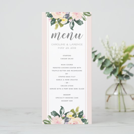 Lente bloemenblos | Bruiloft Menu Kaart (Staand voorkant)