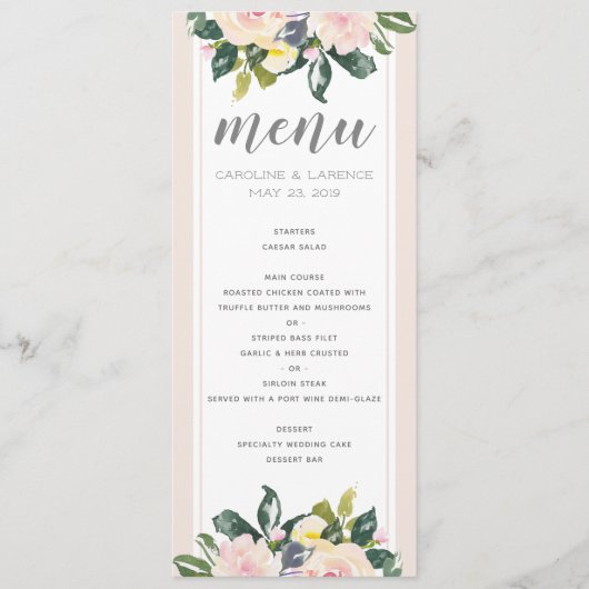 Lente bloemenblos | Bruiloft Menu Kaart (Voorkant)