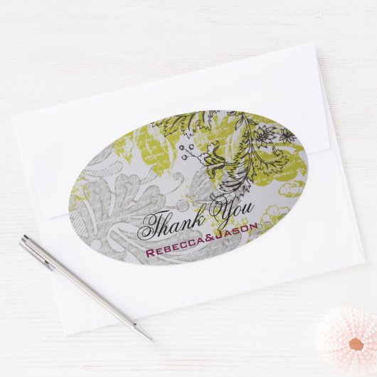  lente bloemenbotanische bruiloft ovale sticker (Envelop)