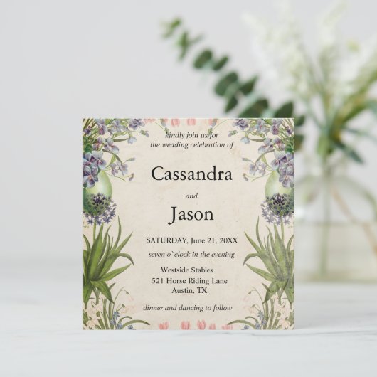  lente bloemenbruiloft kaart (Staand voorkant)