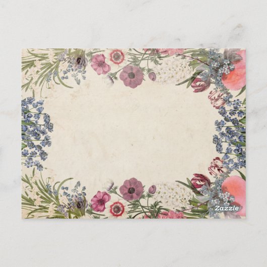 lente bloemenbruiloft uitnodigen briefkaart (Achterkant)