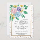 Lente Bloemengoud Confetti Waterverf Verjaardag Kaart (Voorkant)