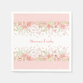 Lente Bloemengrens Roze perzik Familienaam Servet (Voorkant)