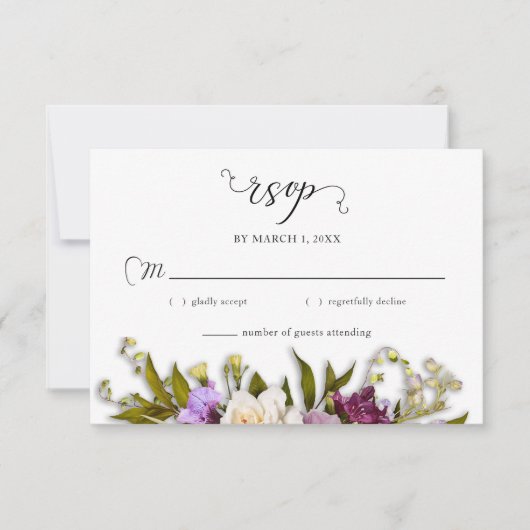 Lente Bloemengroen Rustieke bruiloft RSVP Kaartje (Voorkant)