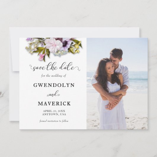 Lente Bloemengroen Rustieke bruiloft Save The Date (Voorkant)