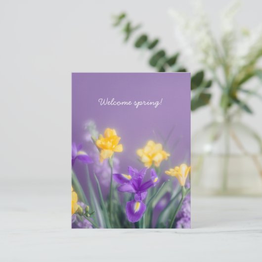 Lente bloemengroet, pastel esthetiek briefkaart (Staand voorkant)