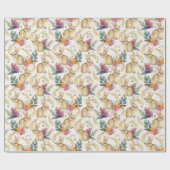 Lente bloemenkonijnen in overvloed cadeaupapier (Vlak)