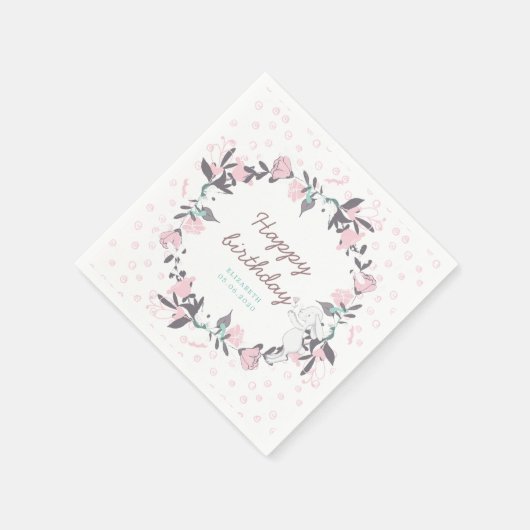 Lente bloemenkrans en konijn Gelukkige Verjaardag Servet (Hoek)