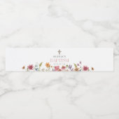 Lente bloemenmeisje doopfeest met wilde bloemen waterfles etiket (Enkel label)