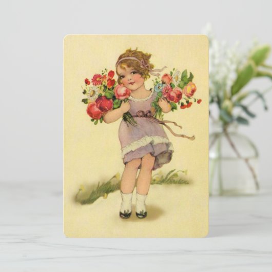  lente Bloemenmeisje Kaart (Staand voorkant)