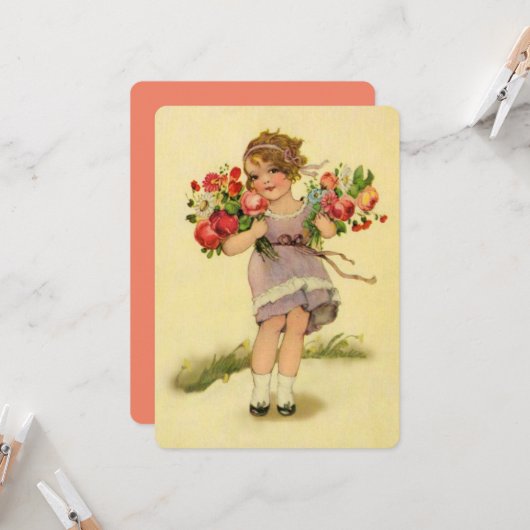  lente Bloemenmeisje Kaart (Voorkant / Achterkant in situ)