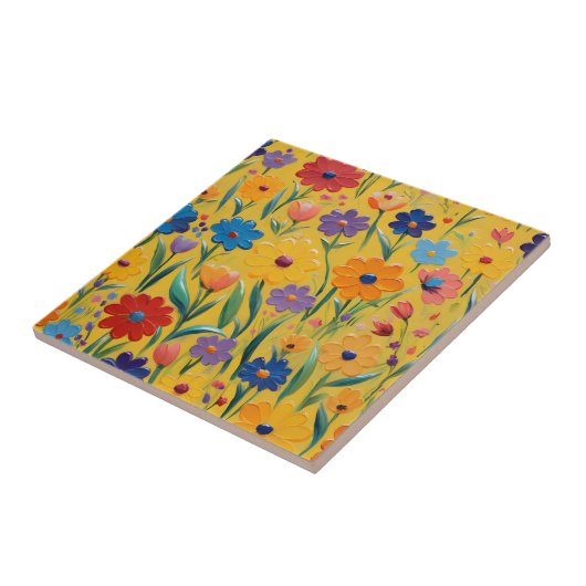 Lente bloemenontwerp tegeltje (Zijkant)