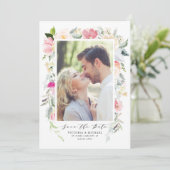 Lente bloemenpastelkleuren kader foto save the date (Staand voorkant)
