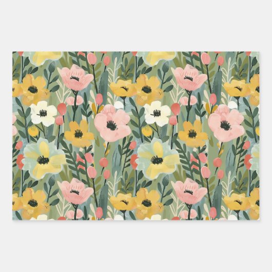  lente bloemenperzik Waterverf decoupage Inpakpapier Vel (Voorkant 3)