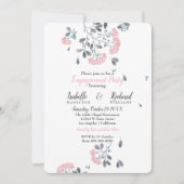 Lente bloemenroze waterverf Verlovingsfeest Kaart (Voorkant)