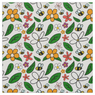 Lente bloementuin grillige doodles patroon stof