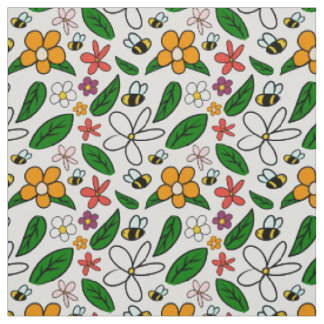 Lente bloementuin grillige doodles patroon stof